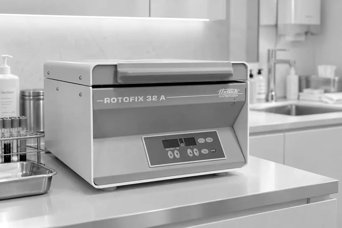 Centrifugeuse de laboratoire utilisée pour préparer le plasma riche en plaquettes